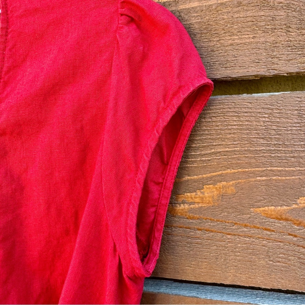 Reformation Rodin Plunge V-Neck 100% Linen Wrap Mini Dress M Red - Picture 5 of 9